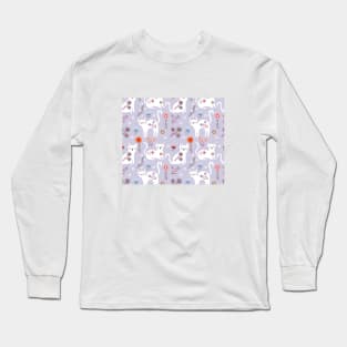 Cats pattern with flowers Long Sleeve T-Shirt